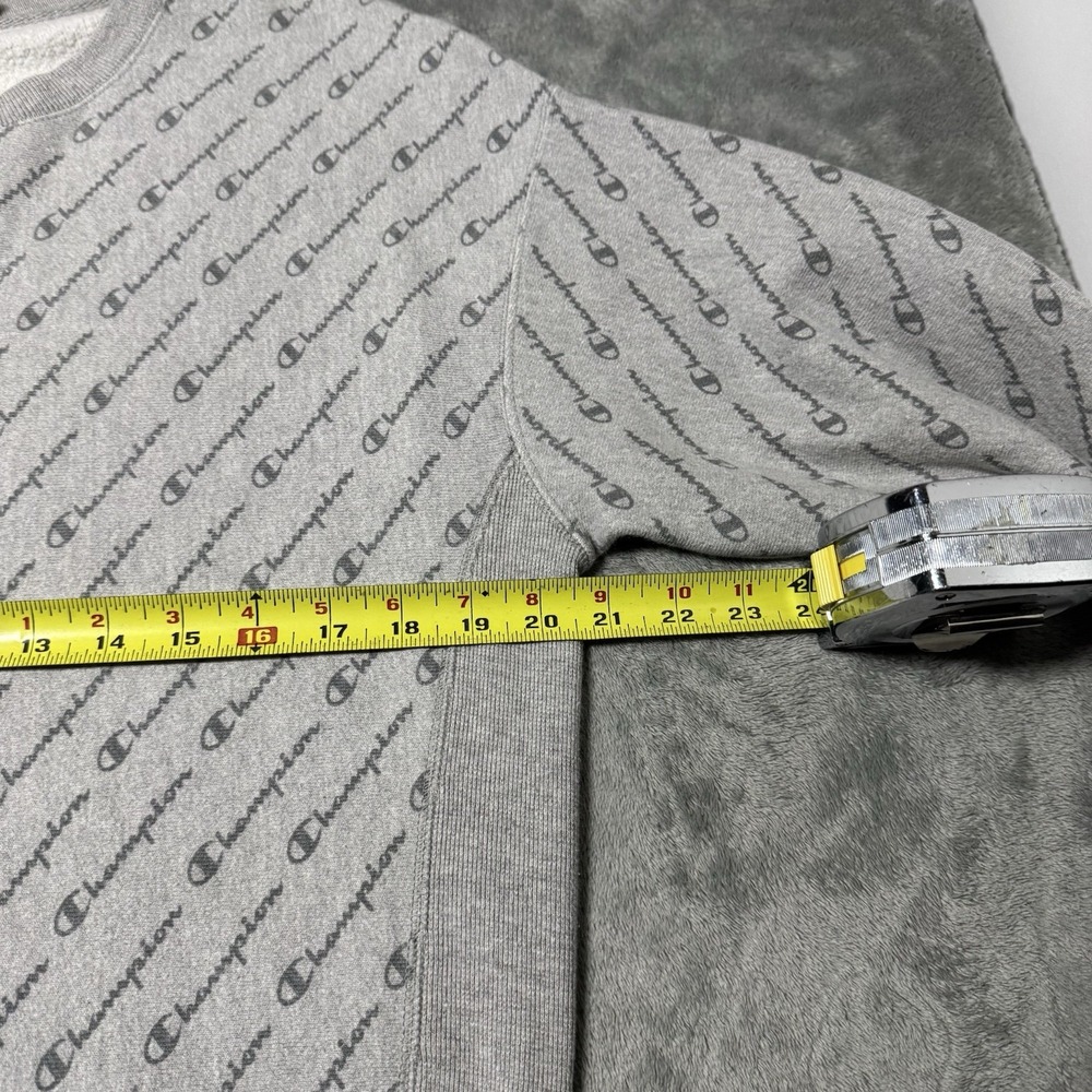 Champion‎ Reverse Weave Womens Size Large Gray Allover Print Logo Crewneck - Picture 5 of 6